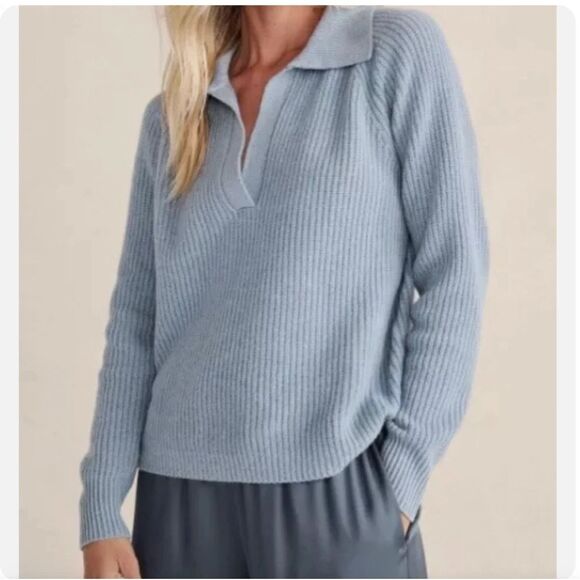 Haven Well Within Cashmere Johnny Collar V-NECK Sweater Size L $278.00 - Picture 1 of 6